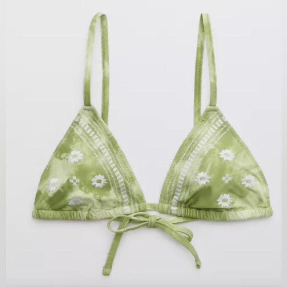 Aerie Embroidered Triangle Bikini Top